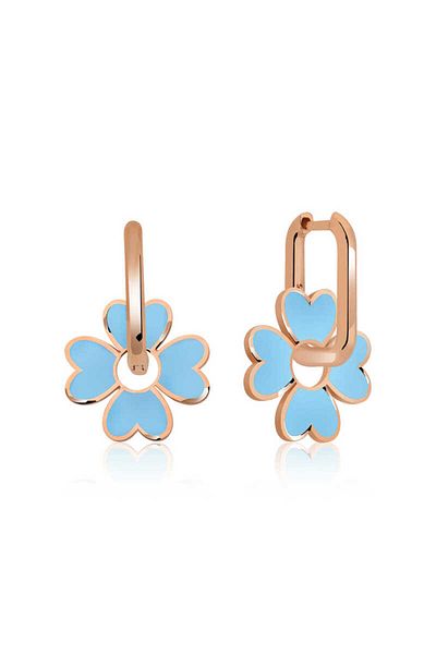 norsary Silver Phosphorescent Blue Clover Earrings