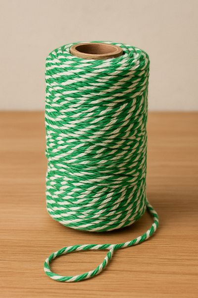 OLİ Art White Green Cotton Packaging String 200 Meters Cotton Package String 200m