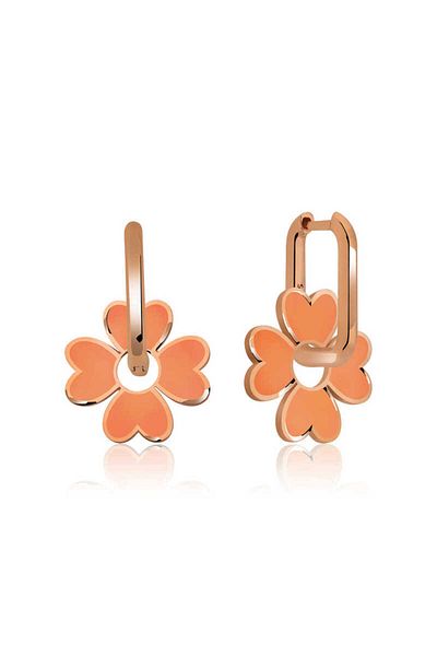 norsary Silver Phosphorescent Orange Clover Earrings