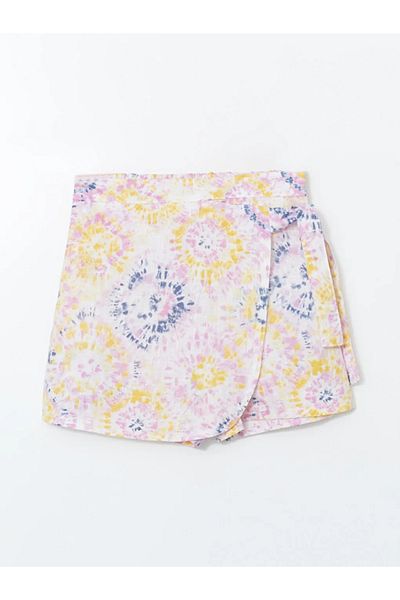 LC Waikiki Lcw Kids Mixed Elastic Waist Tie Dye Patterned Girls Shorts Skirt