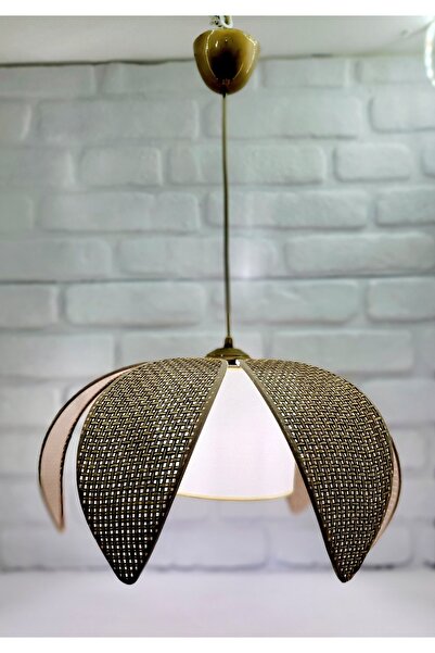 Decodelight Hasır Hazeran Rattan Palmiye Model Bohem Salon Oturma Odası Hol Cafe Restaurant Tekli Sarkıt Avize