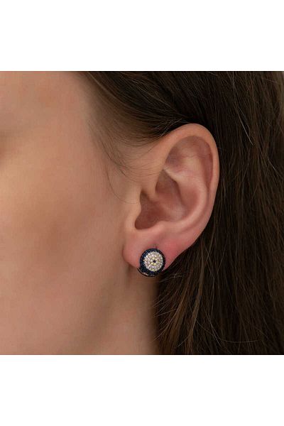 norsary Silver Double Sided Evil Eye Earrings