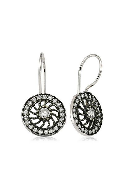 norsary Silver Jewelled Dangle Flower Earrings