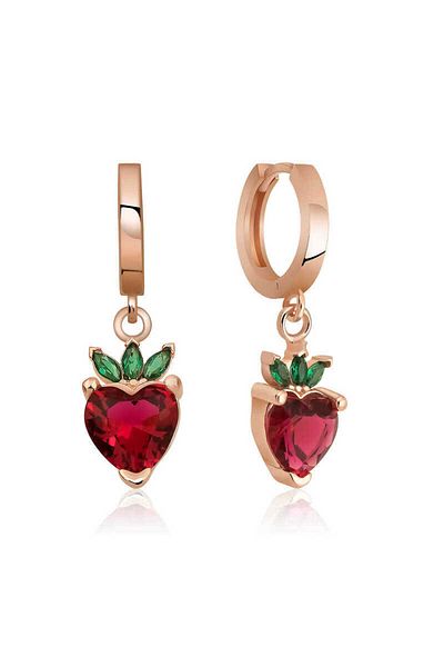 norsary Silver Strawberry Figure Fruit Earrings