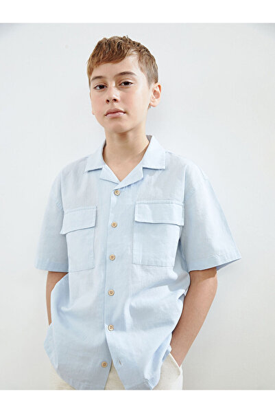 LC Waikiki Cămașă pentru băieți din amestec de in albastru LCW Kids S58715Z4N...