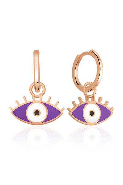 norsary Silver Phosphorescent Purple Eye Earrings