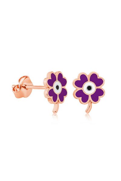 norsary Silver Purple Clover Earrings