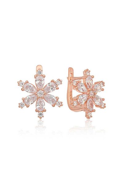 norsary Silver White Lotus Flower Women's Earrings