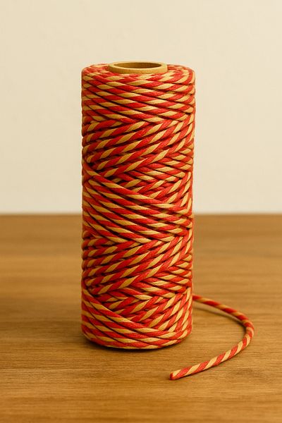 OLİ Art Red Kraft Cotton Packaging String 200 Meters Cotton Package String 200m
