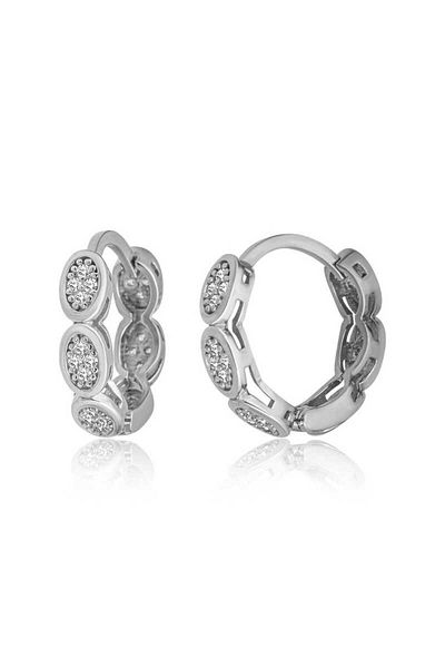 norsary Silver Zircon Stone Hoop Women's Earrings