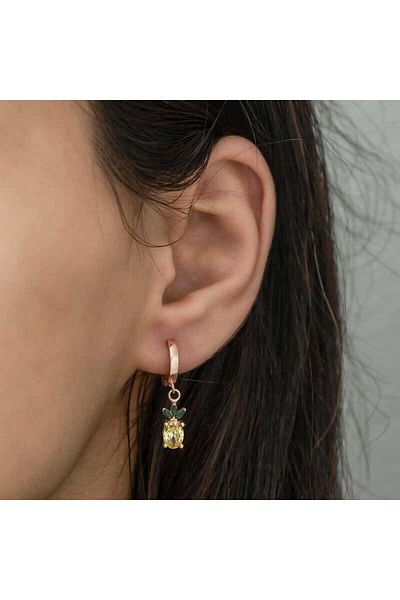norsary Silver Pineapple Figure Fruit Earrings
