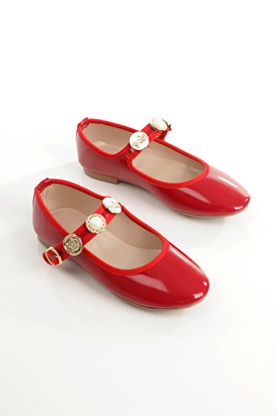 PAYZİN '' Alda'' Red Patent Leather Round Toe Helmet Accessory Ballerina Ballet New Season
