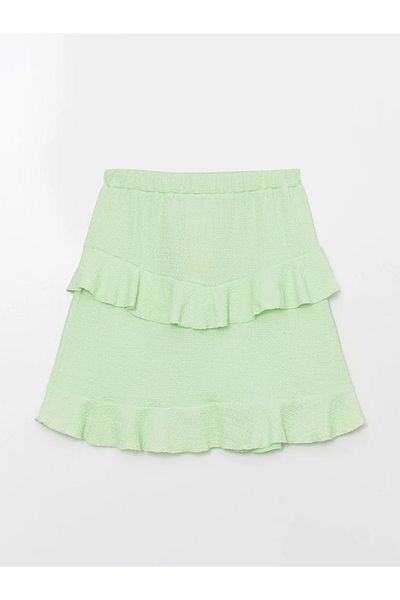 LC Waikiki Lcw Kids Green Elastic Waist Ruffle Girl's Skirt