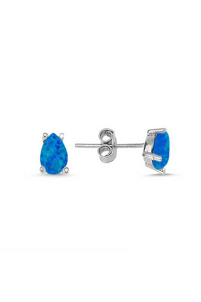 norsary Silver Drop Dark Blue Opal Stone Earrings