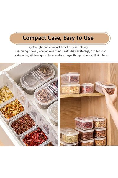 COOYA 2 Pack Cabinet Kitchen Spice Organizer, with Lid for Drawer, Grains, Dried Fruits, Snacks