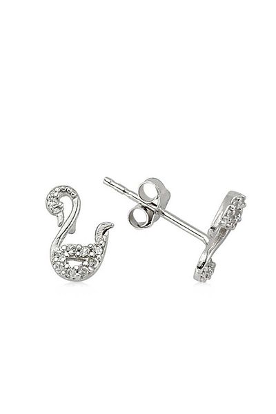 norsary Silver Swan Stud Earrings