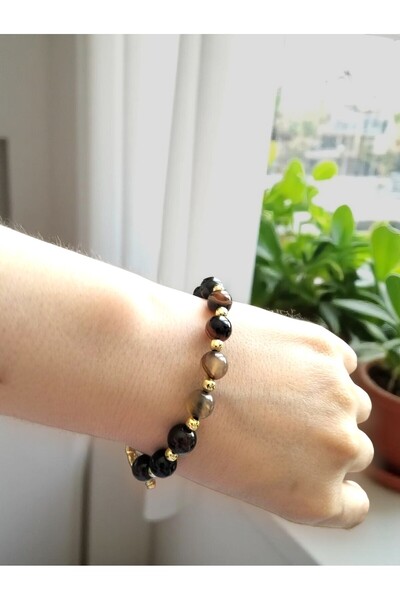 CLOVER JEWELRY Agate Natural Stone Sailor Clip Steel Bracelet