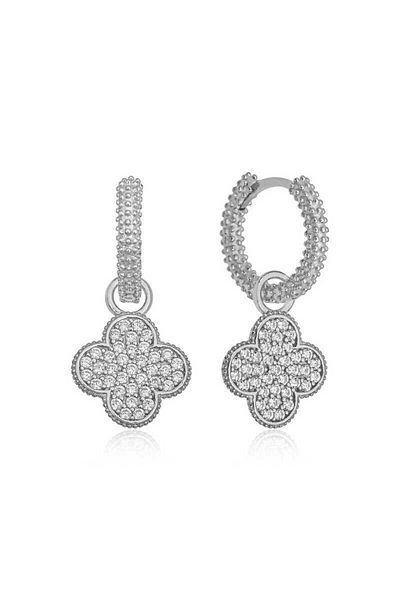 norsary Silver Hoop Clover Earrings