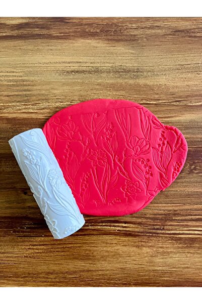 Volala Çiçekler -1 Polimer Kil / Seramik Çamuru Doku Desen Rulosu -10 cm