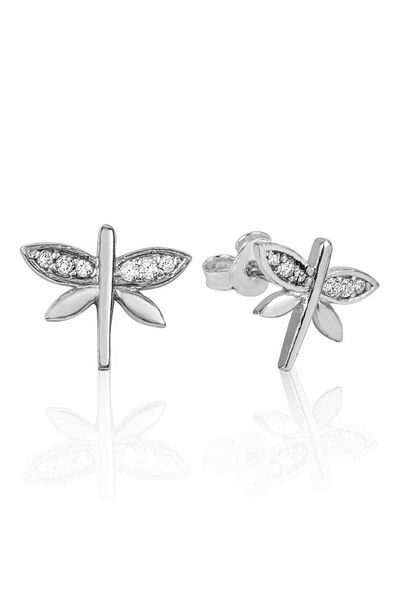 norsary Silver Dragonfly Studded Earrings