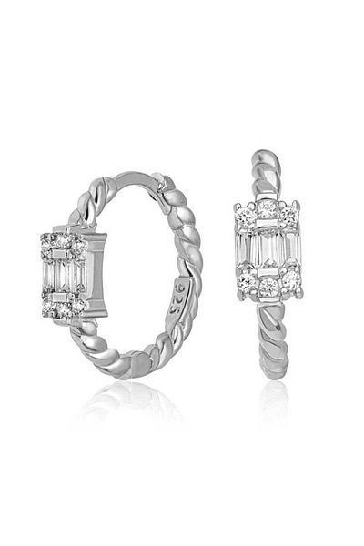 norsary Silver Baguette Stone Women's Earrings