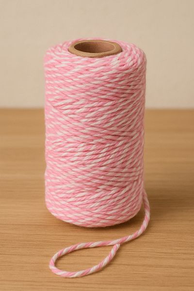 OLİ Art Pink White Cotton Packaging String 200 Meters Cotton Package String 200m