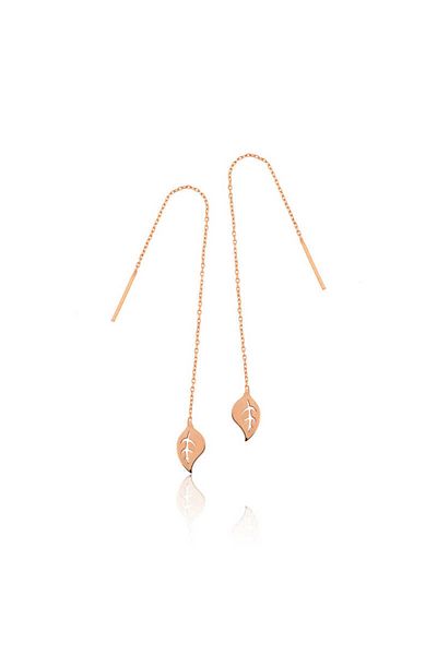 norsary Silver Chain Leaf Earrings