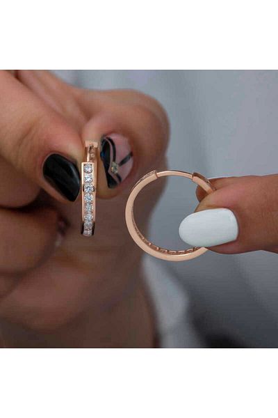 norsary Silver Zircon Stone Hoop Women's Earrings