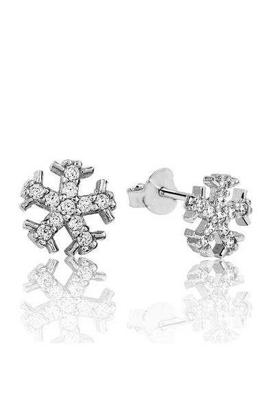 norsary Silver Snowflake Stud Earrings