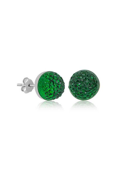 norsary Silver Green Crystal Studded Women's Earrings
