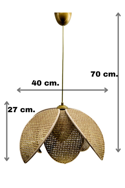 Decodelight Hasır Hazeran Rattan Palmiye Model Bohem Salon Oturma Odası Hol Cafe Restaurant Tekli Sarkıt Avize