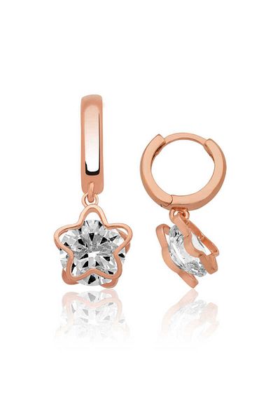norsary Silver Three-dimensional Flower Earrings