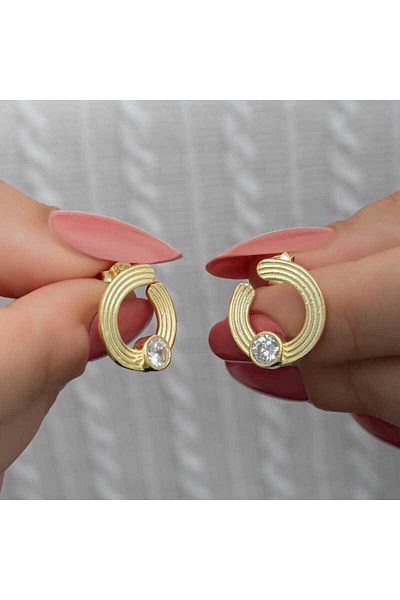 norsary Silver Gold Solitaire Hoop Women's Studded Earrings