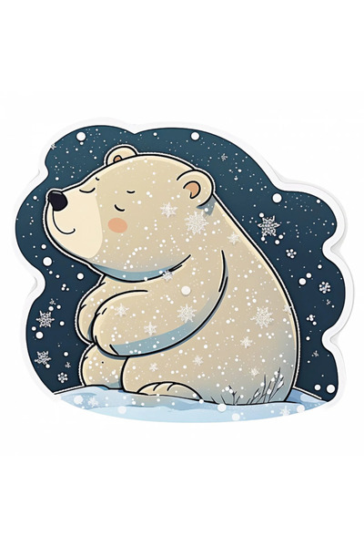 INOVATIX Set de 8 autocolante urs polar pe zăpadă, INOVATIX®. 6 cm