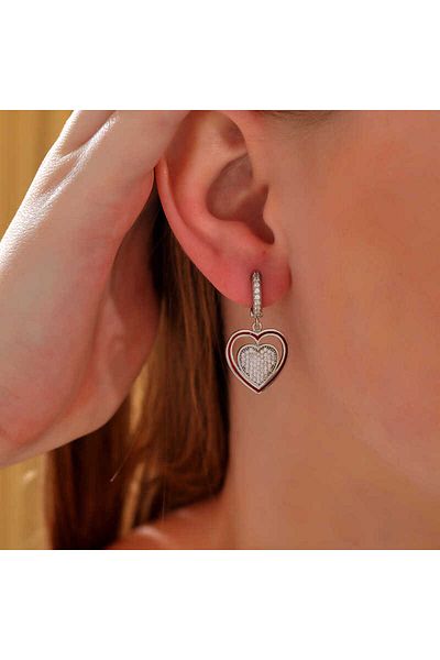 norsary Silver Dangle Heart Women's Earrings