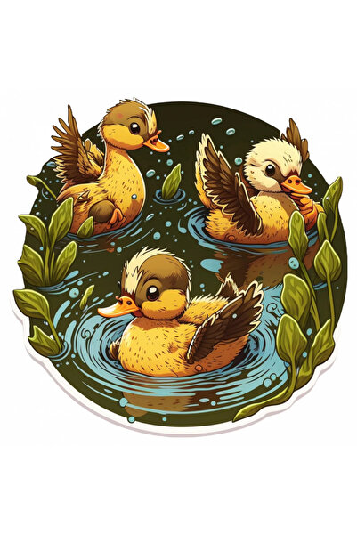 INOVATIX Set de 8 piese, Autocolant Trei rățuște pe lac, INOVATIX®. 6 cm