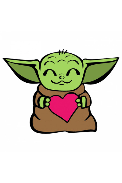 INOVATIX Σετ 8 τεμαχίων, αυτοκόλλητο Baby Yoda loves you, INOVATIX®. 6 εκ.