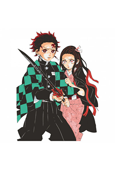 INOVATIX Set de 8 piese, autocolant Tanjiro Kamado cu Nezuko Kamado Demon Slayer, INOVATIX®. 6 cm