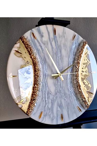 Sultan Tasarım Stylish Wall Clock with Epoxy Design - 40 cm Diameter