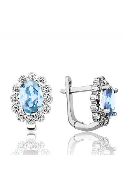 norsary Silver Turquoise Flower Patterned J Women's Earrings