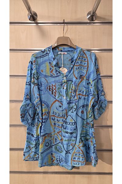 Park Moda Italian Shirt 3 Buttons Pastel Paint Pattern