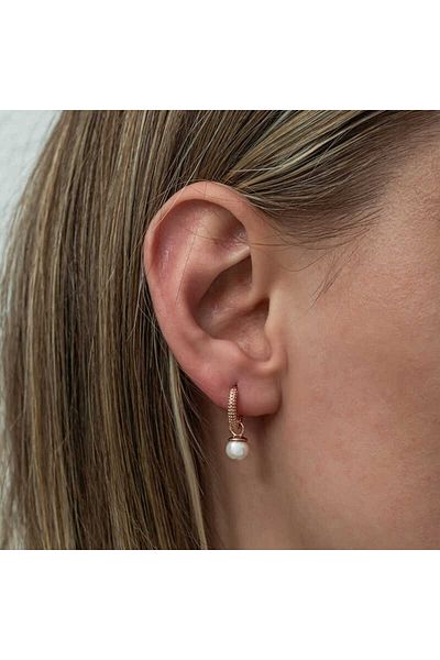norsary Silver Rose Pearl Women's Earrings