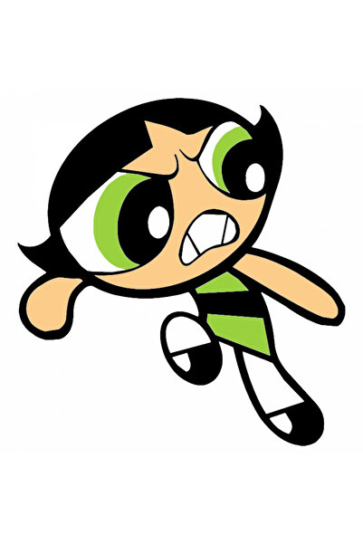 INOVATIX Set de 8 piese, autocolant Fetițele Powerpuff Buttercup în acțiune, INOVATIX®. 6 cm