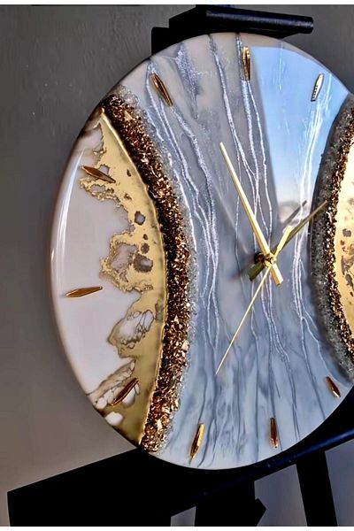 Sultan Tasarım Stylish Wall Clock with Epoxy Design - 40 cm Diameter
