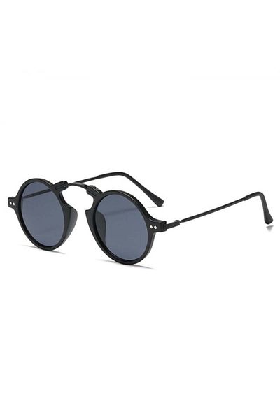 Tessero Ochelari de soare retro rotunzi, subțiri, unisex, Steampunk, protecție UV400, Tessero, negri
