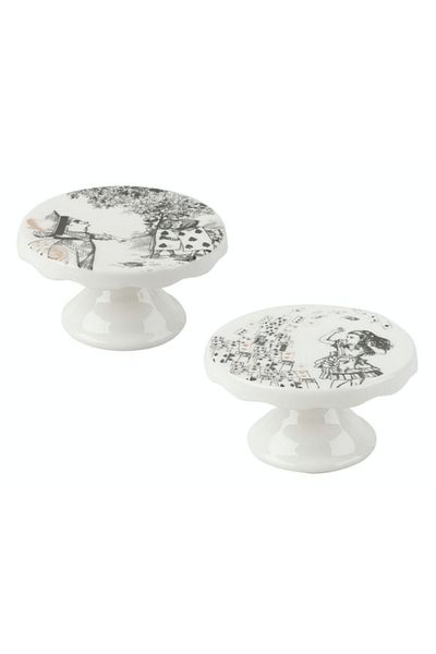 MIKASA X V&A Alice in Wonderland Porcelain 10cm 2Pcs Cake, Cake Stand