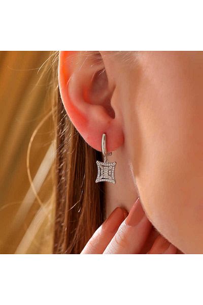 norsary Silver Square Zircon Stone Women's Earrings