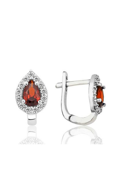 norsary Silver Red Stone Drop J Women's Earrings