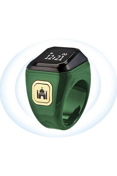 BSTWSH Zikr Ring Smart Ring with Vibration Reminder Tasbih Counter and Bluetooth Connection (Green) (20mm)