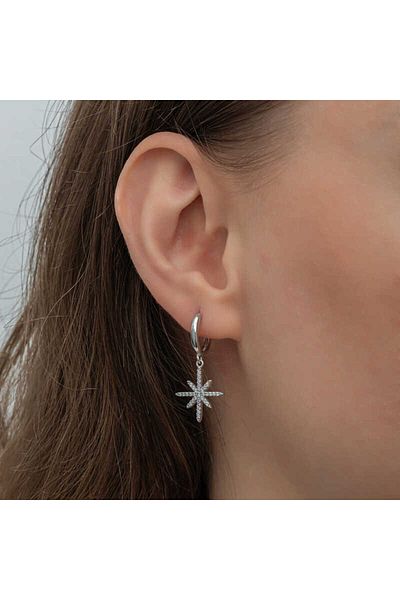 norsary Silver Dangle Polar Star Women's Earrings